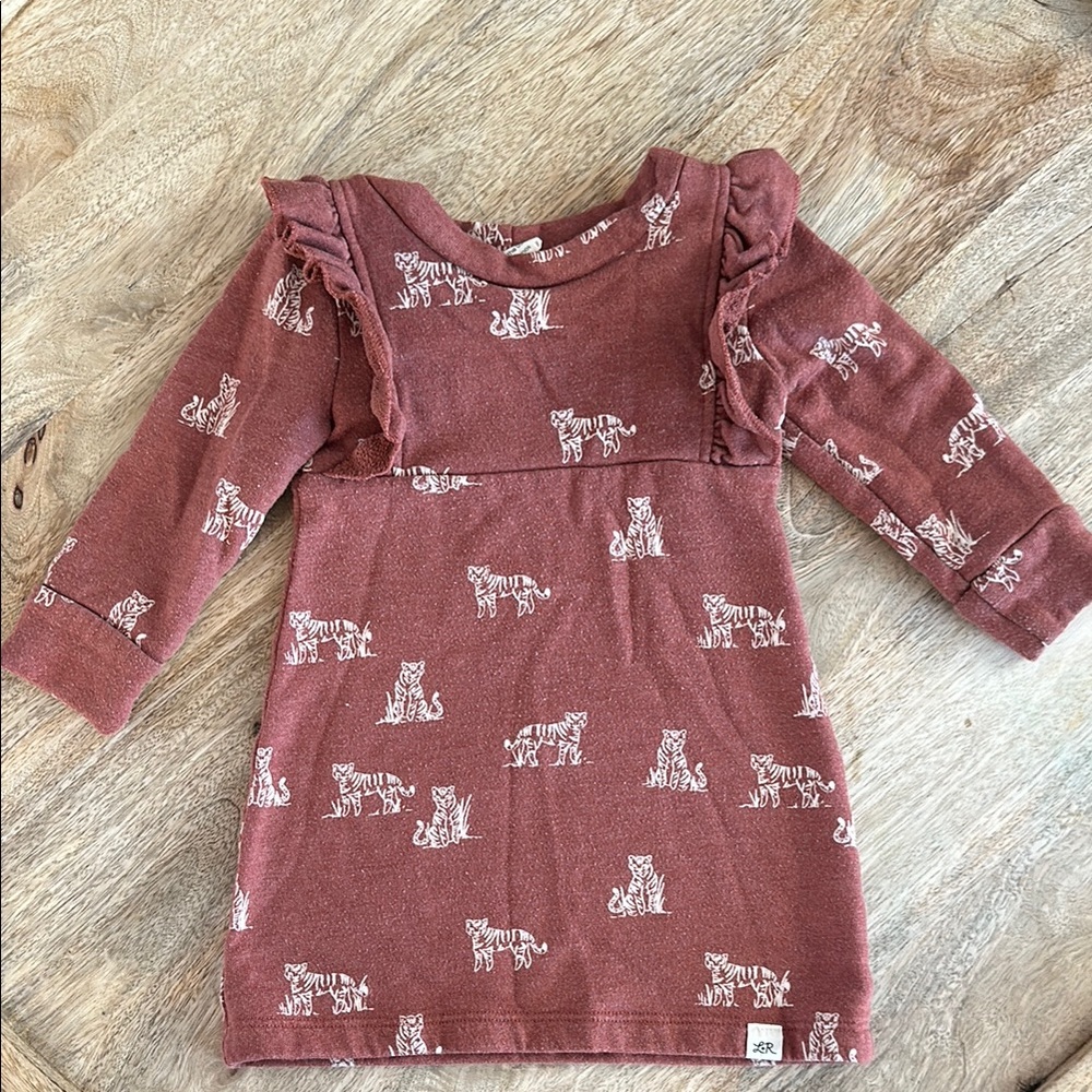 Rylee + Cru Rust Tiger Print Casual Dress